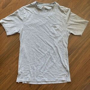 Weatherproof Small grey and white stripe shirt sleeve tee shirt.